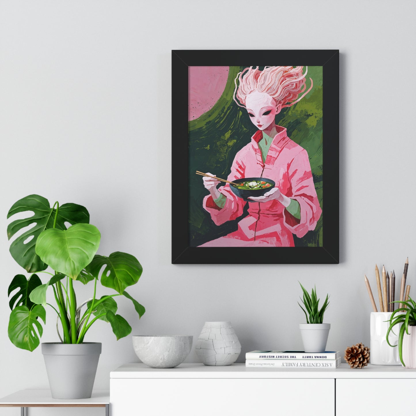 Ramen Eating Alien Goddess - Framed Poster