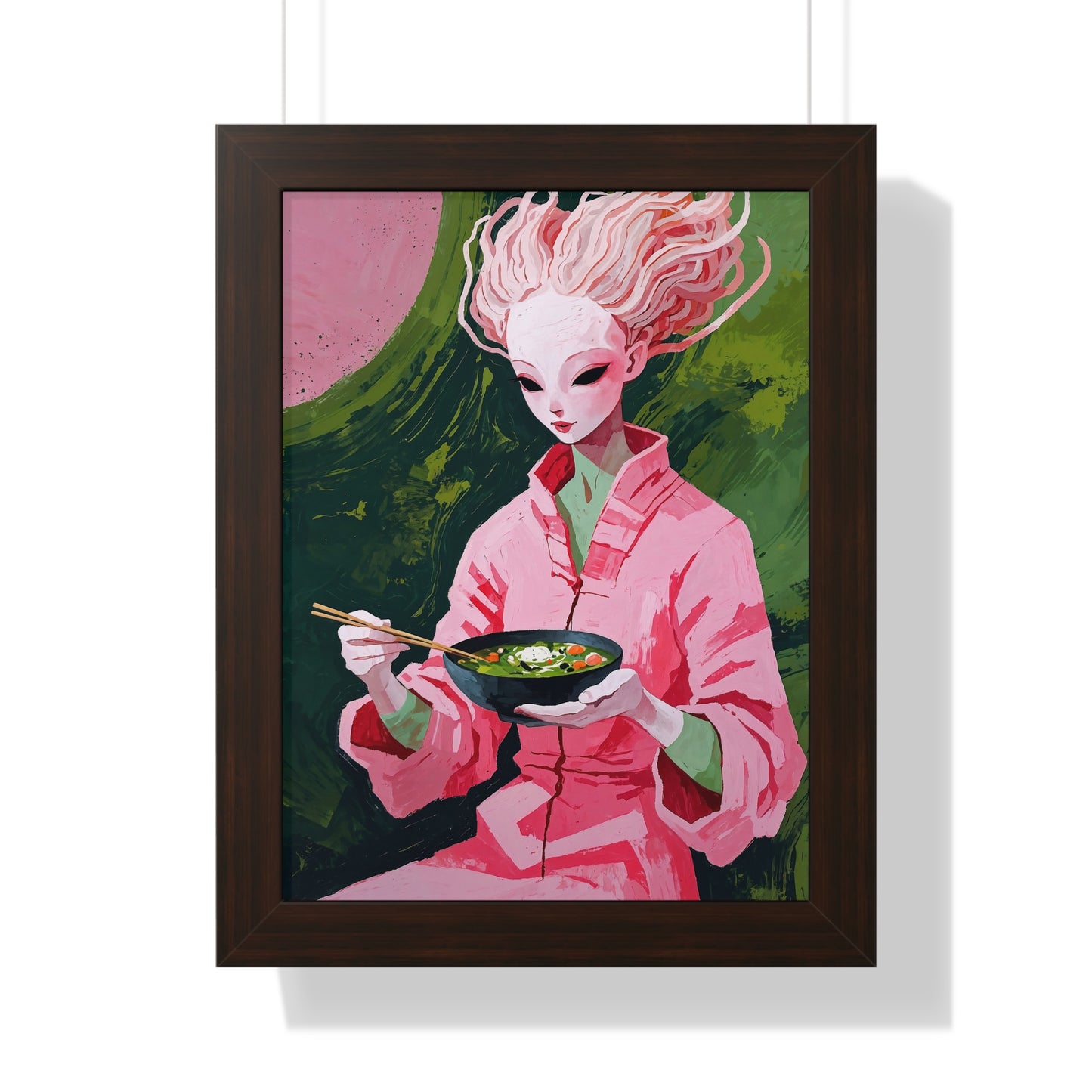 Ramen Eating Alien Goddess - Framed Poster