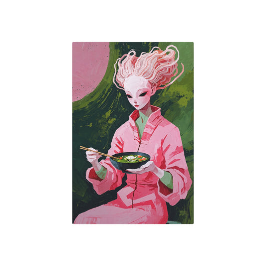 Ramen Eating Alien Goddess - Metal Print