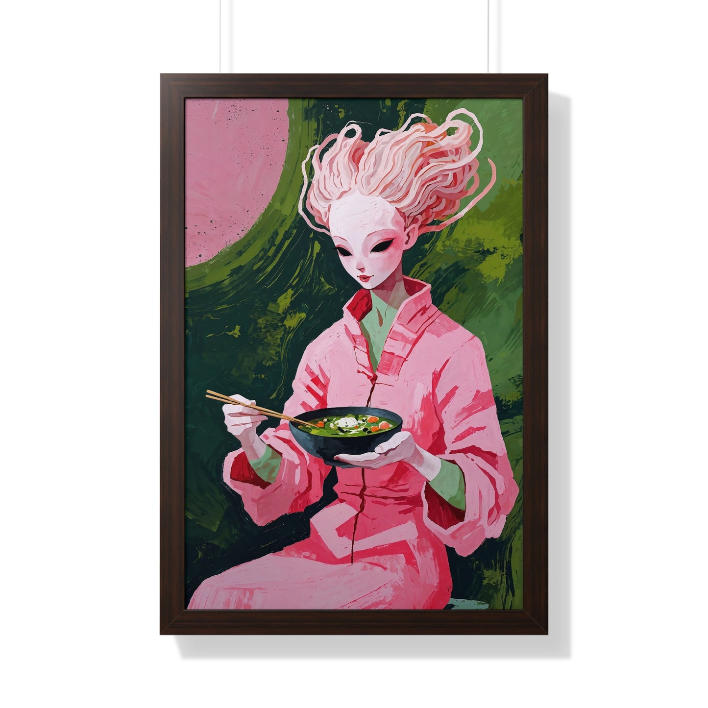 Ramen Eating Alien Goddess - Framed Poster