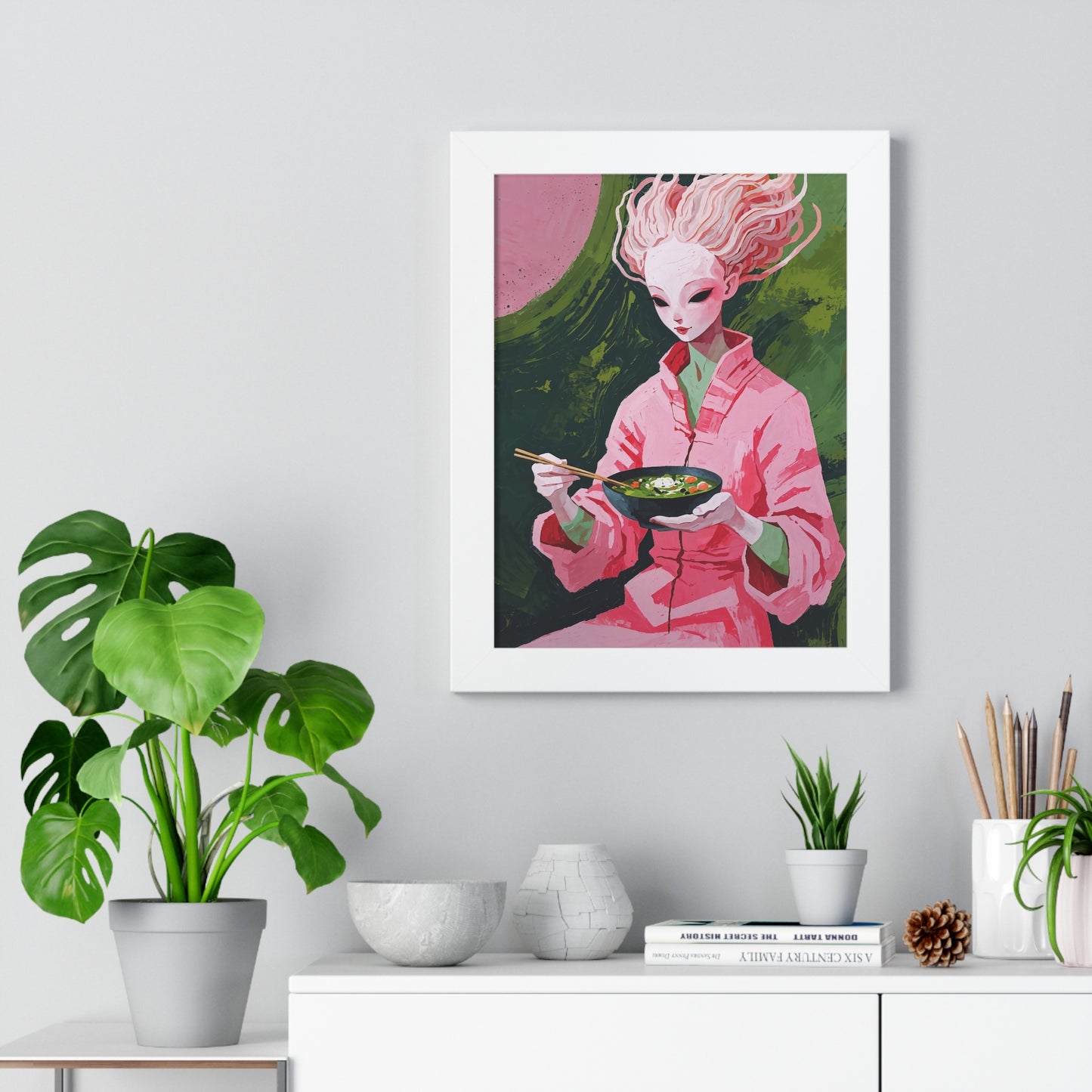 Ramen Eating Alien Goddess - Framed Poster