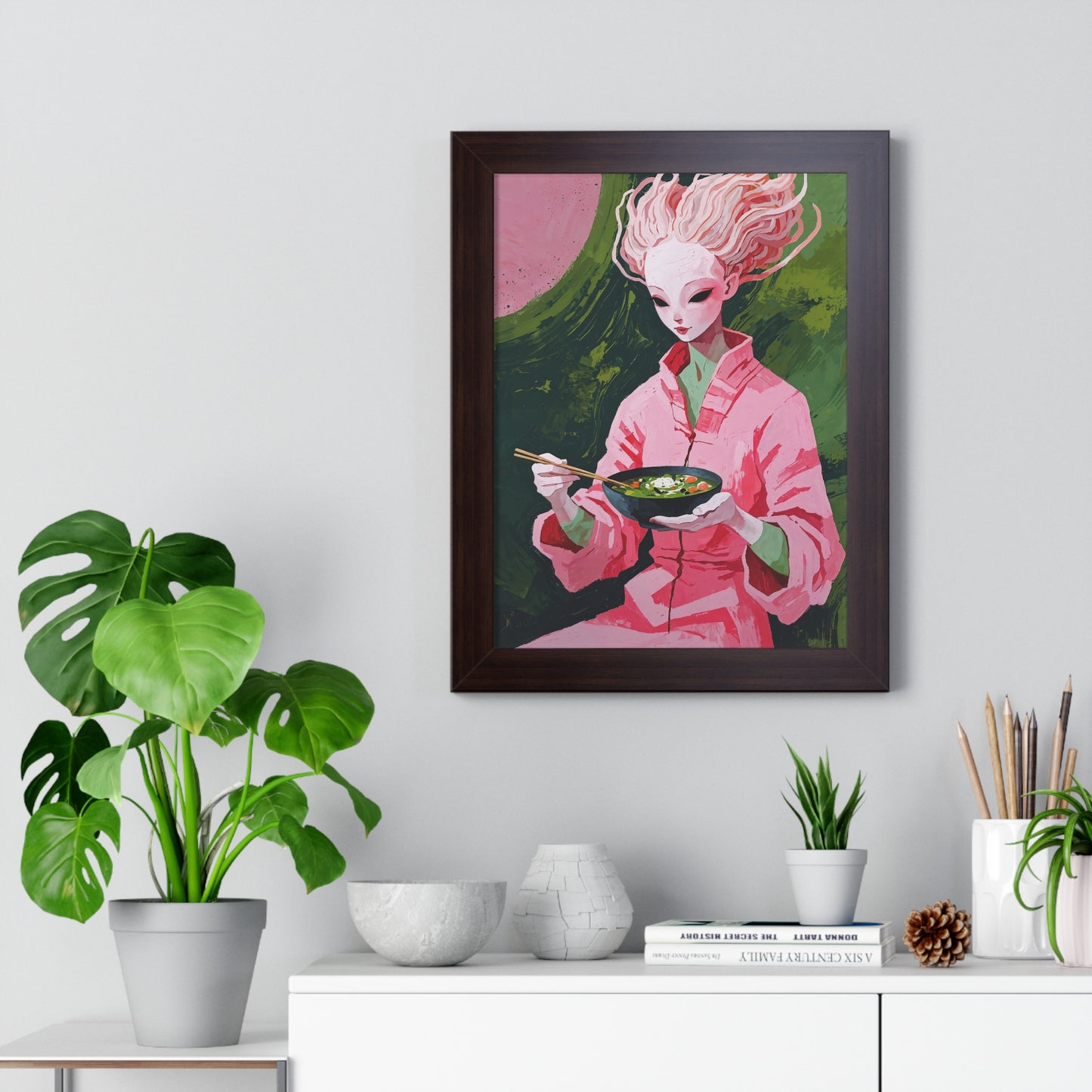 Ramen Eating Alien Goddess - Framed Poster