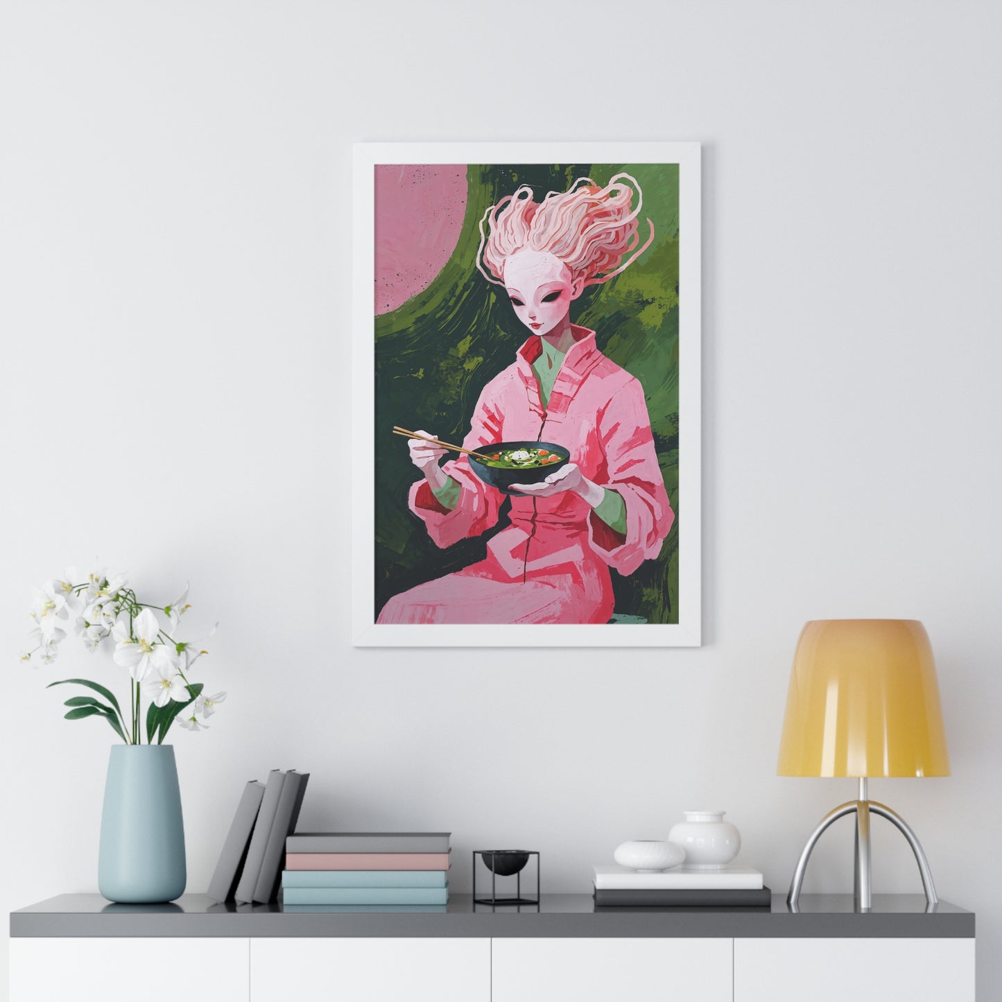 Ramen Eating Alien Goddess - Framed Poster