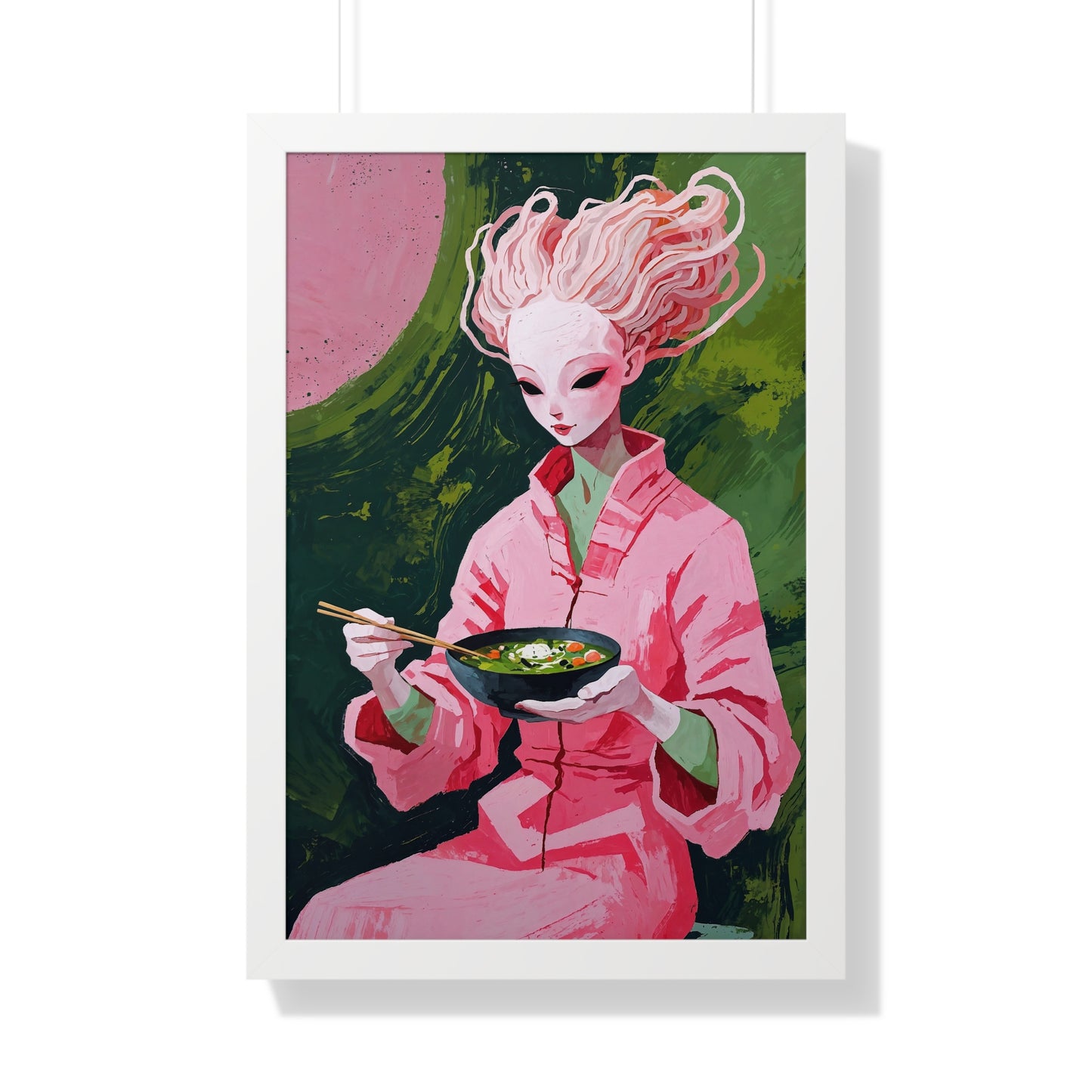 Ramen Eating Alien Goddess - Framed Poster