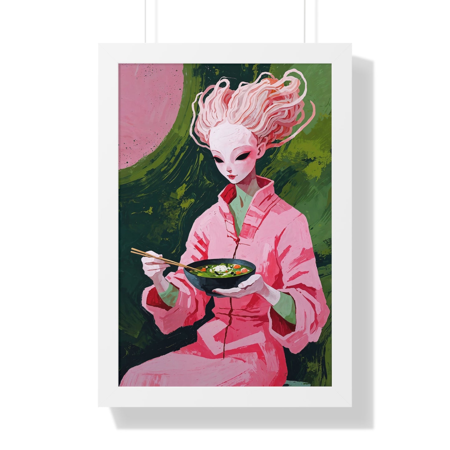 Ramen Eating Alien Goddess - Framed Poster