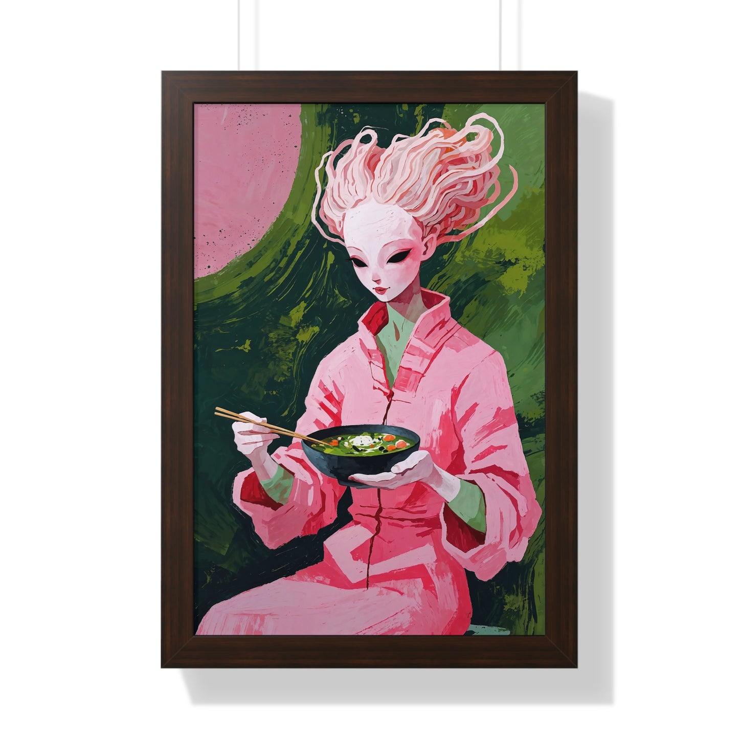 Ramen Eating Alien Goddess - Framed Poster