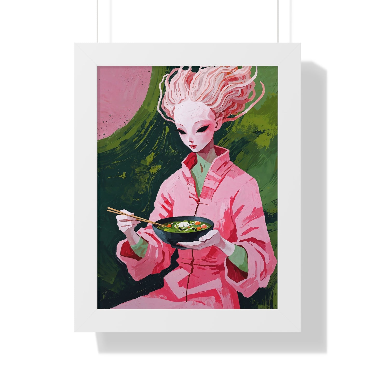 Ramen Eating Alien Goddess - Framed Poster