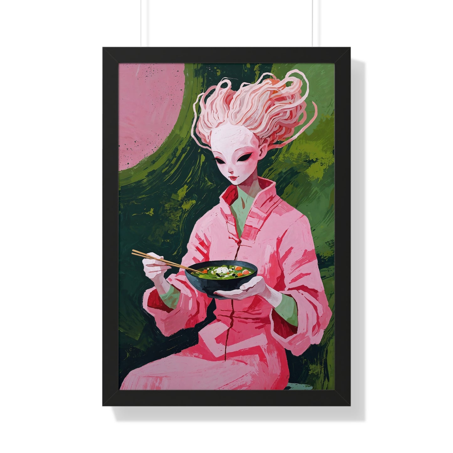 Ramen Eating Alien Goddess - Framed Poster