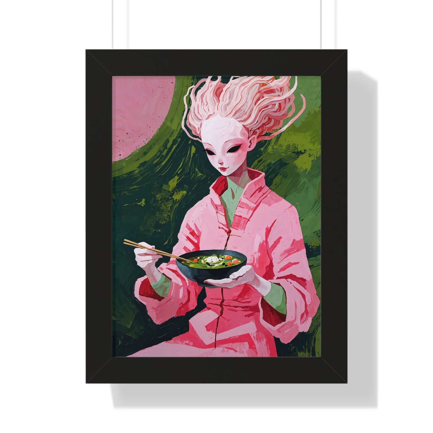 Ramen Eating Alien Goddess - Framed Poster